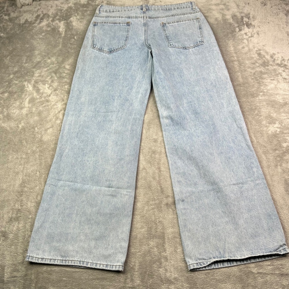 Edikted Wide Leg Jeans Womens Medium Light Blue Wash 100% Cotton Relaxed Denim - Picture 2 of 14